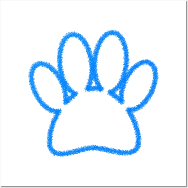 Blue Chalk Line Dog Paw Print Wall Art by Braznyc